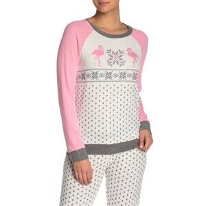 PJ Salvage Women's Let's Flamingo Long Sleeve Pyjama T-Shirt Top Size XL $79
